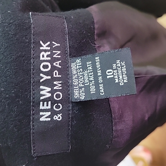 New York & Co black double breasted lined pea coat - Picture 7 of 8